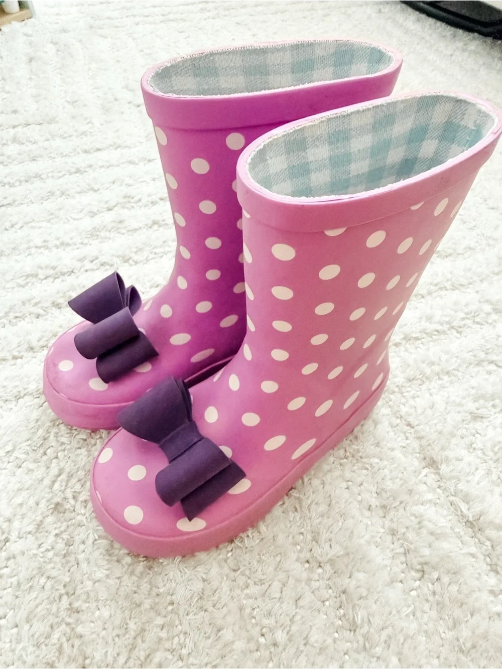 Toddler Girl’s SweetHoney Lavender Purple Polka Dot Rain Boots - Size 9